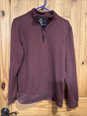 George Men's Burgundy Zip-Neck Sweater